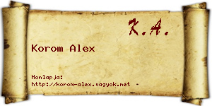 Korom Alex névjegykártya
